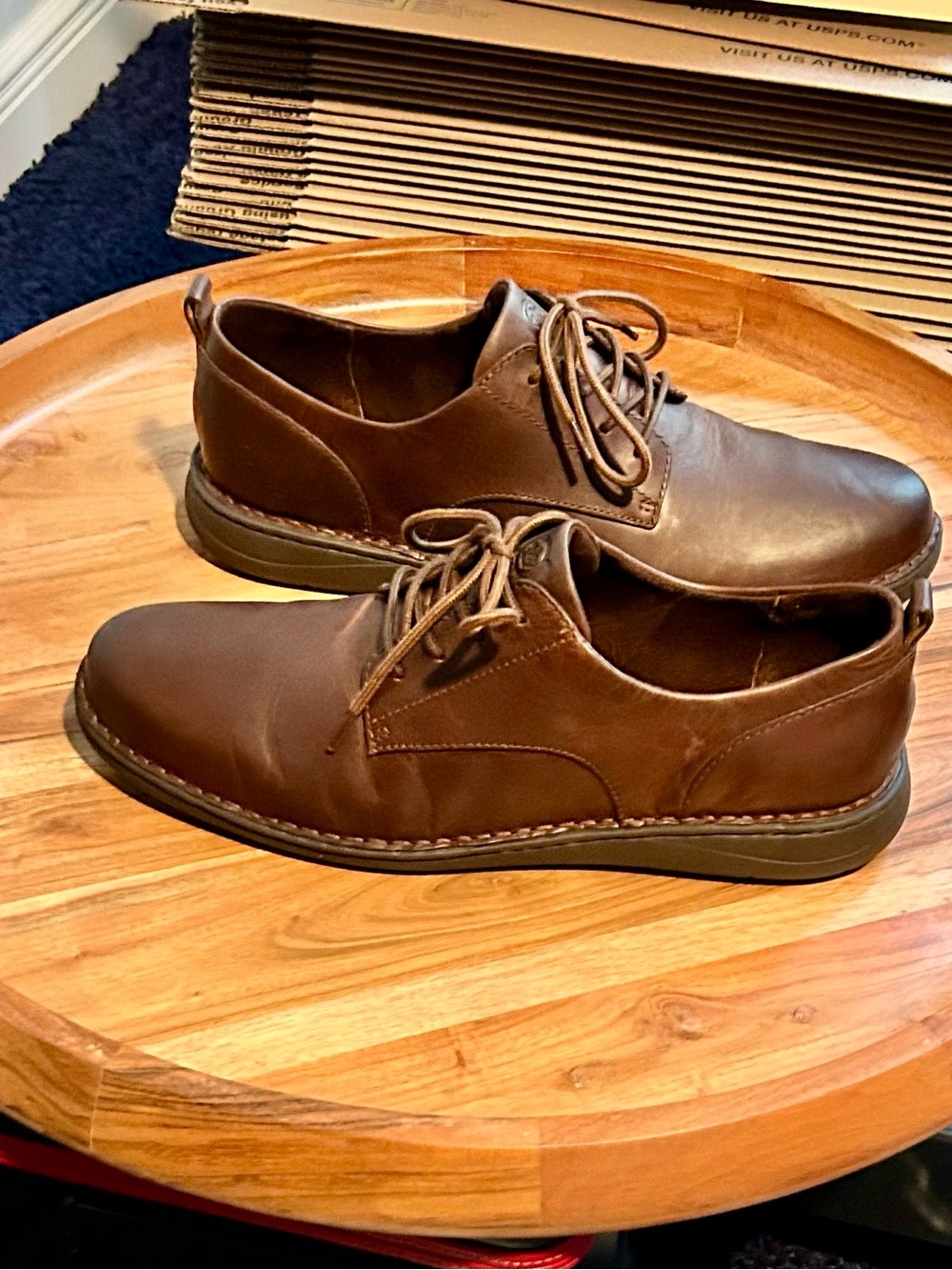 Born Todd Brown Distressed Leather Oxford Lace-Up Shoes NEW